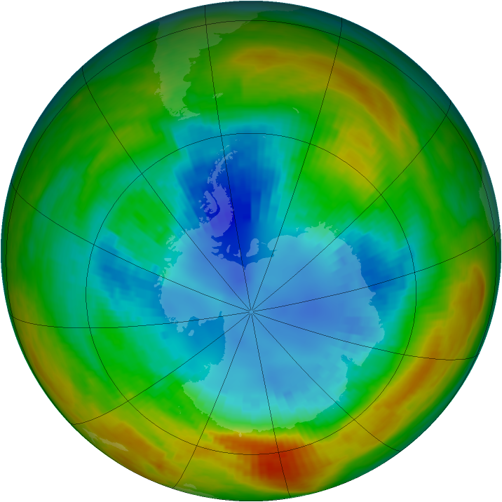 Antarctic ozone map for 29 August 1984